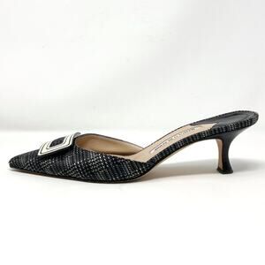 Manolo Blahnik Houndstooth Pointed Mules with Buckle Size 41
